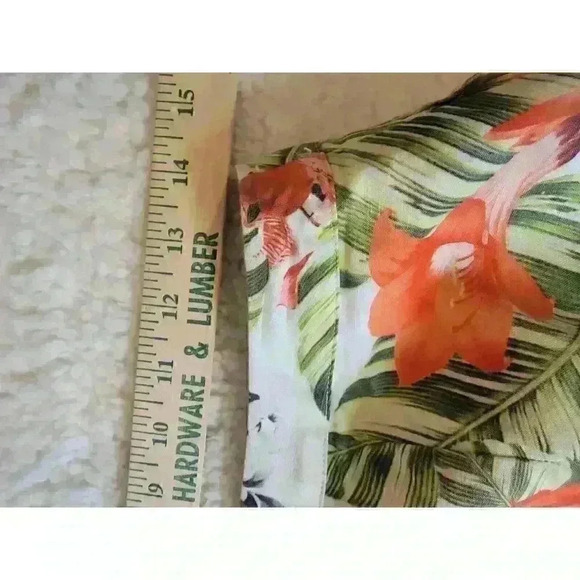 Talbots Linen Skirt Womens 6 Petite Floral Pleated Lined White Red Office Casual - Picture 12 of 15